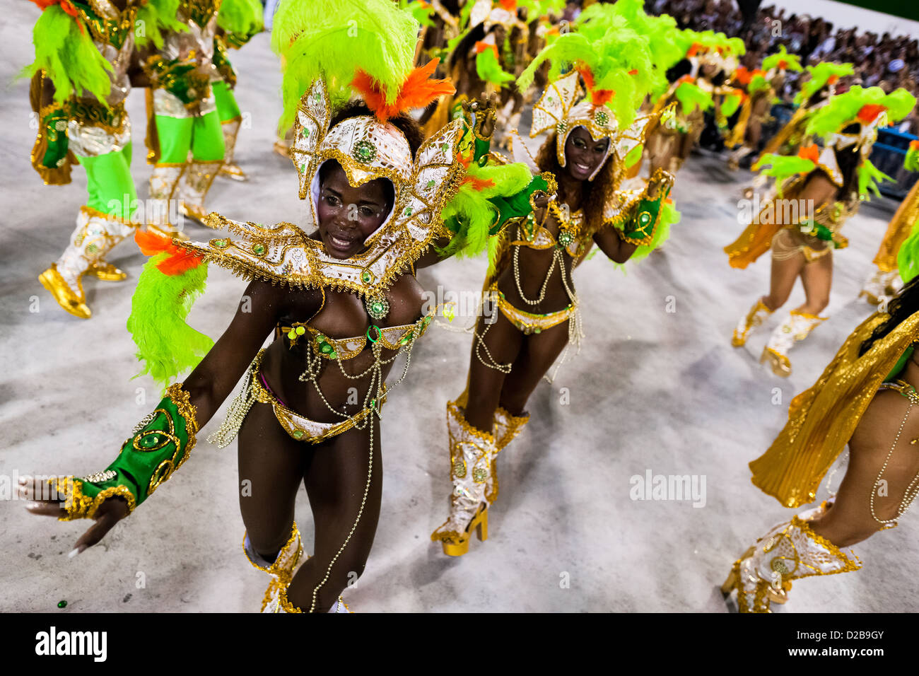 Samba school dancers perform during the Carnival Access Group parade at the  Sambadrome in Rio de Janeiro, Brazil Stock Photo - Alamy