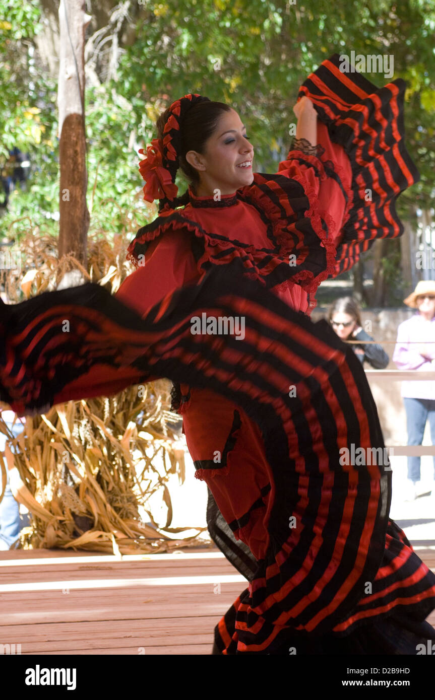 Mexican Folk Dancers El Rancho De Las Golondrinas That Is Living History Museum 18Th Century Spanish Colonial New Mexico. Stock Photo