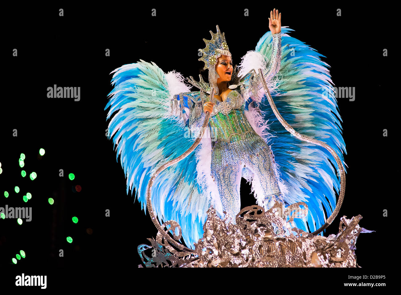 A dancer of Imperatriz samba school performs atop a float during the ...