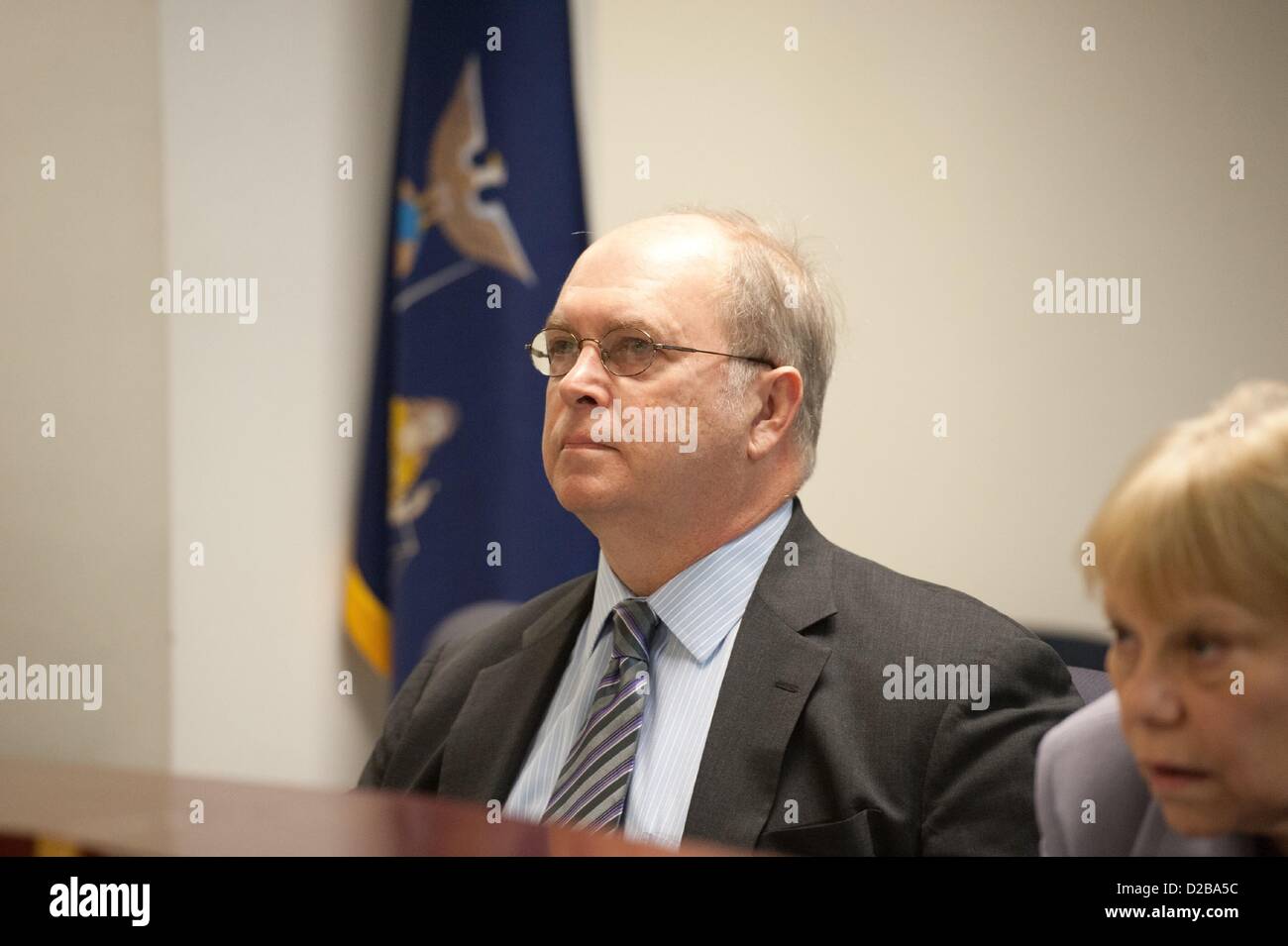 Jan. 18, 2013 - Manhattan, New York, U.S. - Assemblyman JAMES BRENNAN, Chair, Committee on Corporations, Authorities and Commissions presides over a hearing on Capital Construction Facilities Management and Asset Disposition by the New York City Housing Authority (NYCHA), 250 Broadway. (Credit Image: © Bryan Smith/ZUMAPRESS.com) Stock Photo