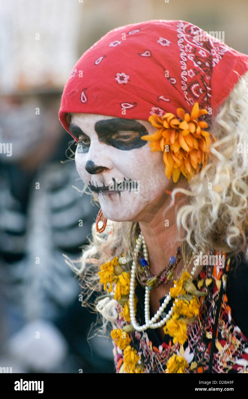 Day Of The Dead Parade In Albuquerque, New Mexico. Dia De Los Muertos Stock Photo