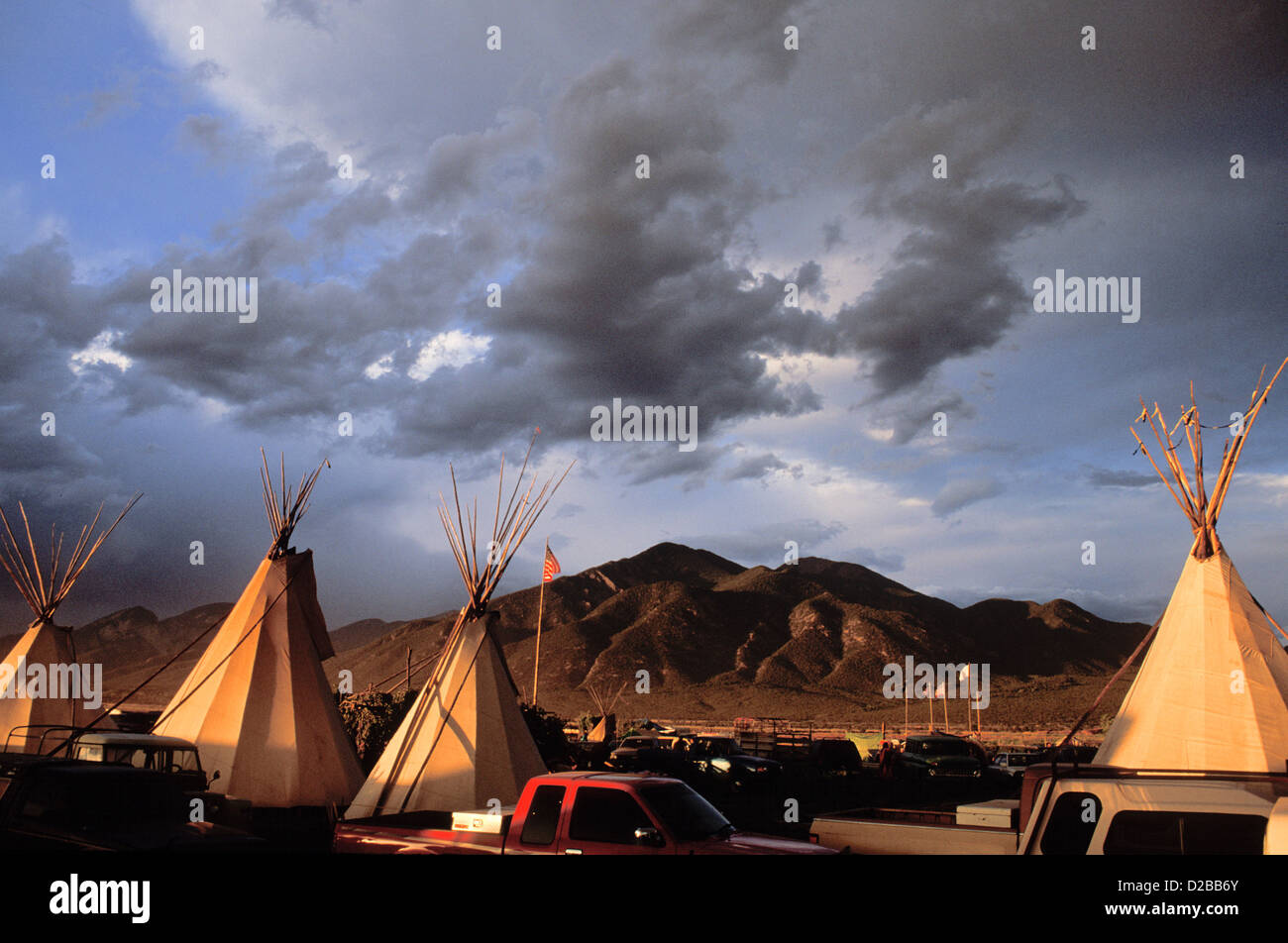 New Mexico. Taos. Pow Wow Grounds At Sunset Stock Photo Alamy