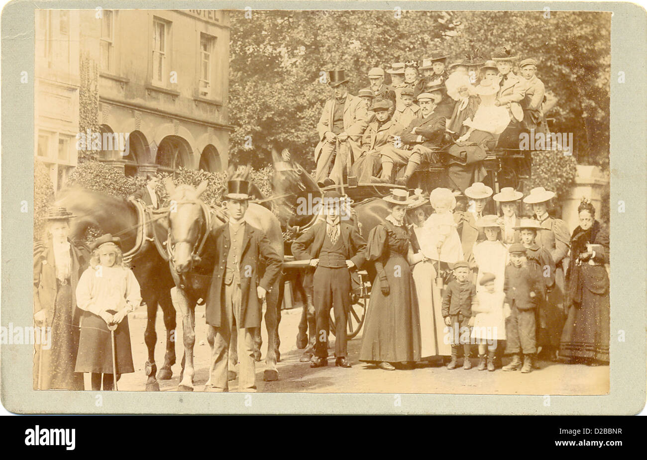 Cabinet photograph of Victorian coach outing  circa 1885 Stock Photo