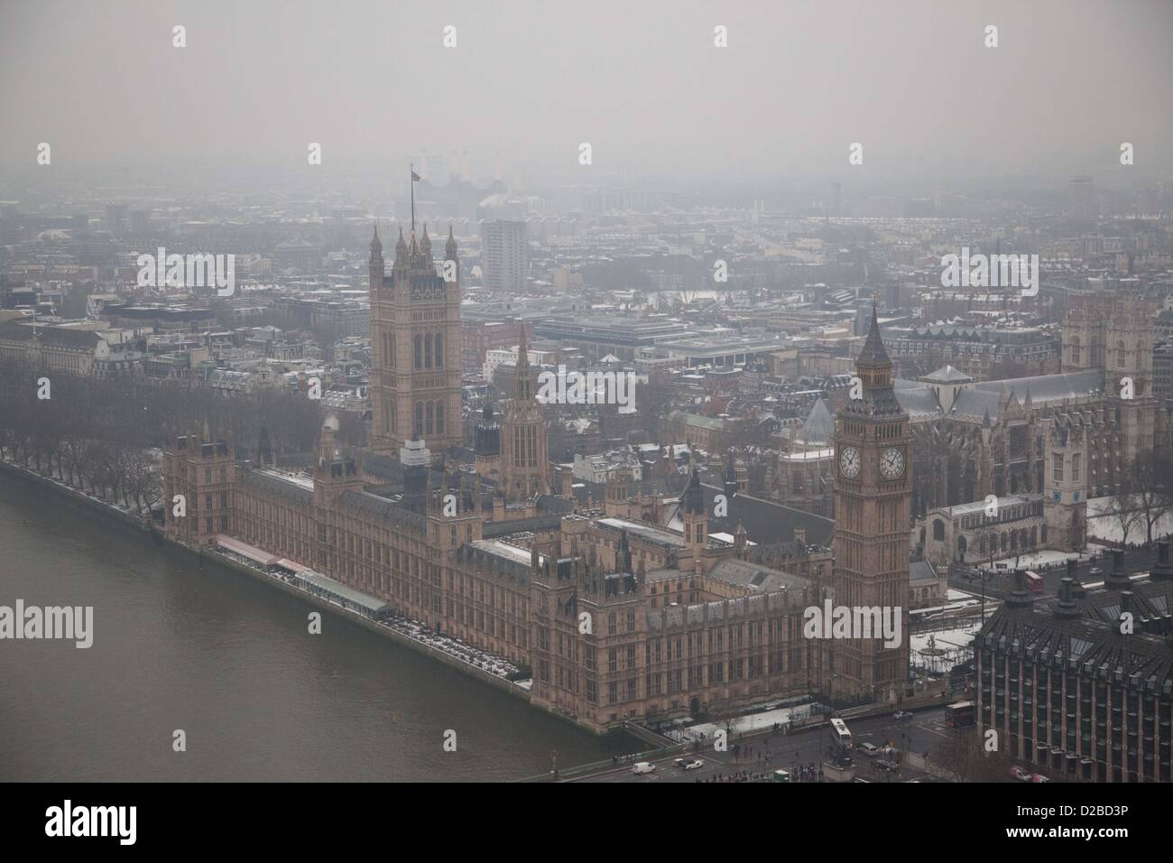 London, UK. 19th January 2013. Major London locations covered in snow