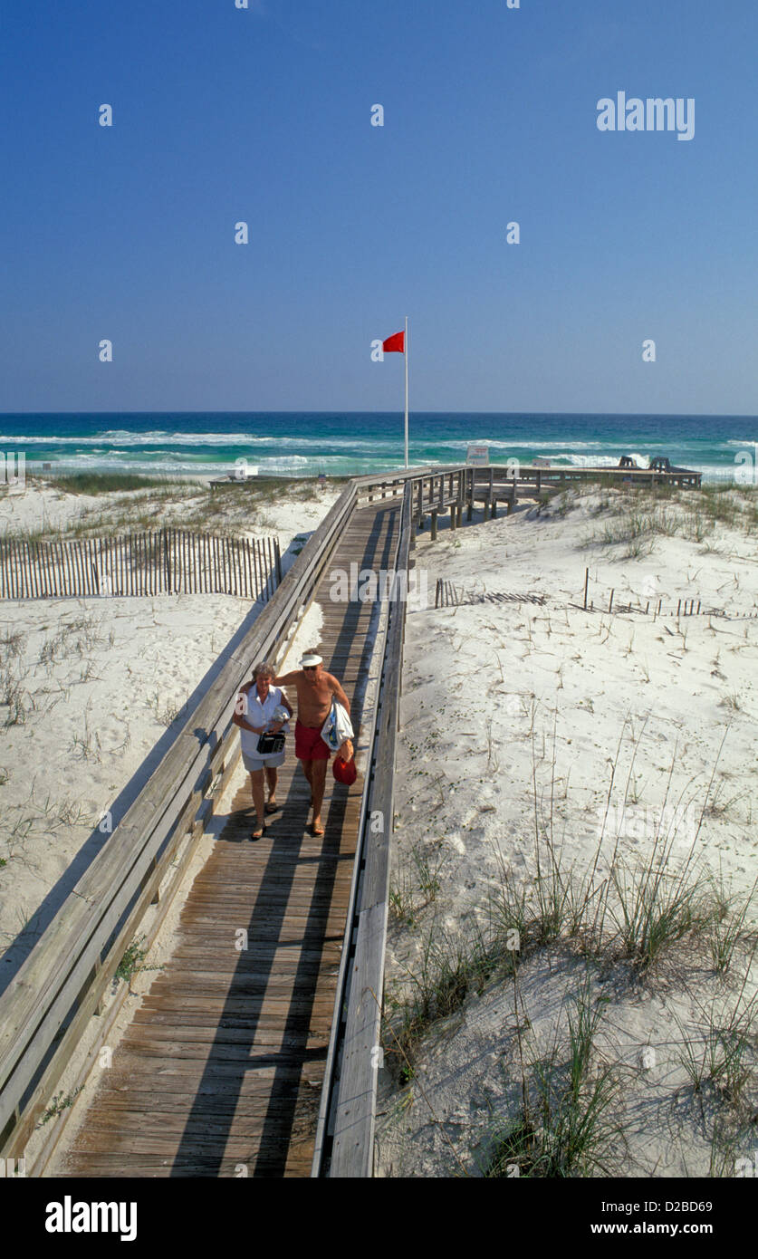 Florida Panhandle. Fort Walton Beach. Sand Dunes. Senior Couple Stock Photo