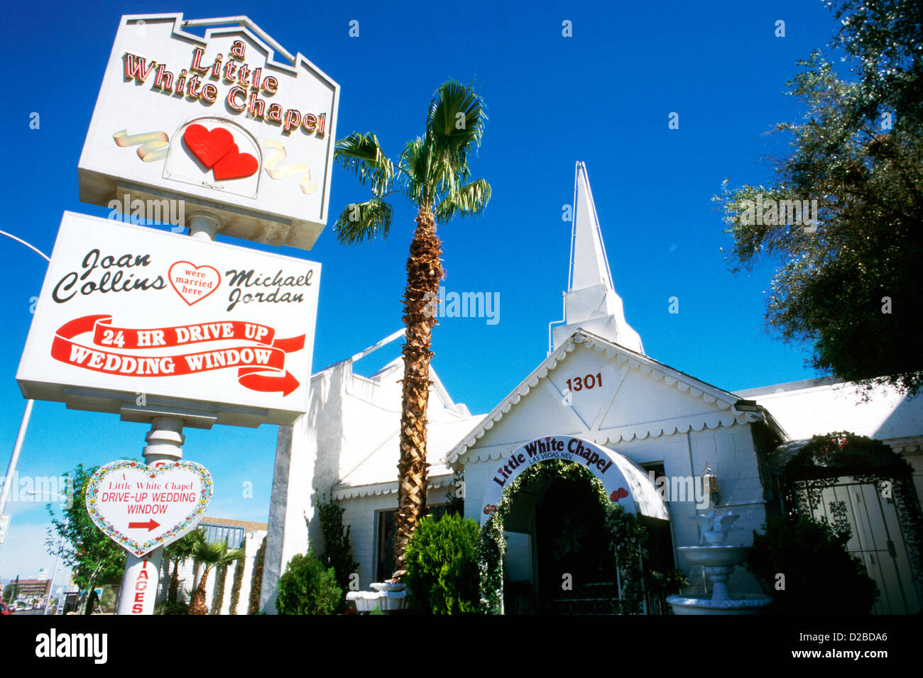 Nevada, Las Vegas. A Little White Chapel Wedding Chapel Stock Photo