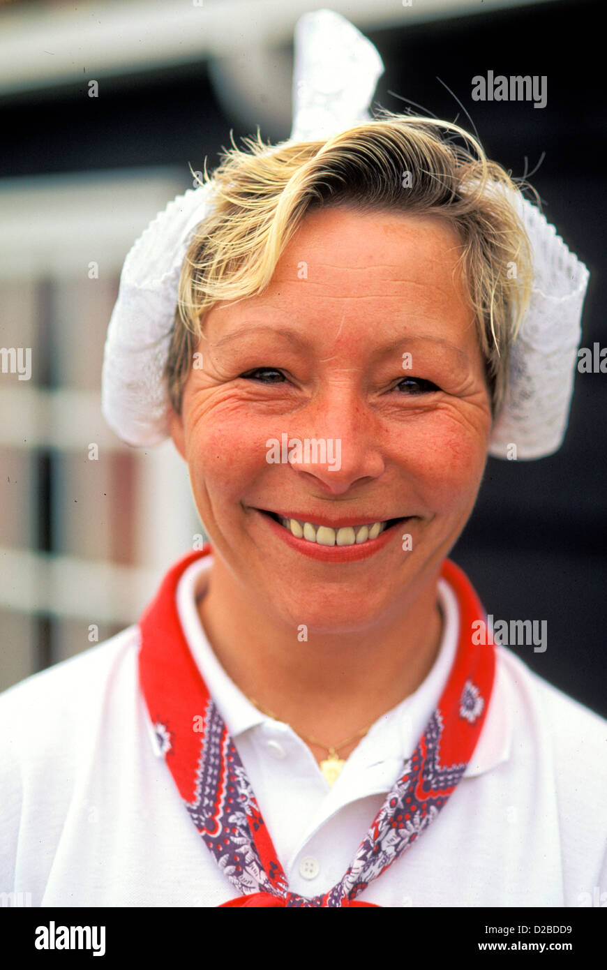 Netherlands, Holland, Volendam. Portrait Of A Dutch Woman Stock Photo