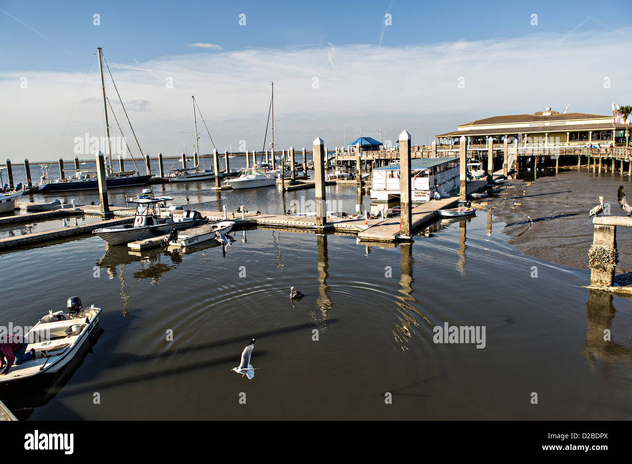 Waterfront and marina in the historic district of Fernandina Beach, Florida Stock Photo