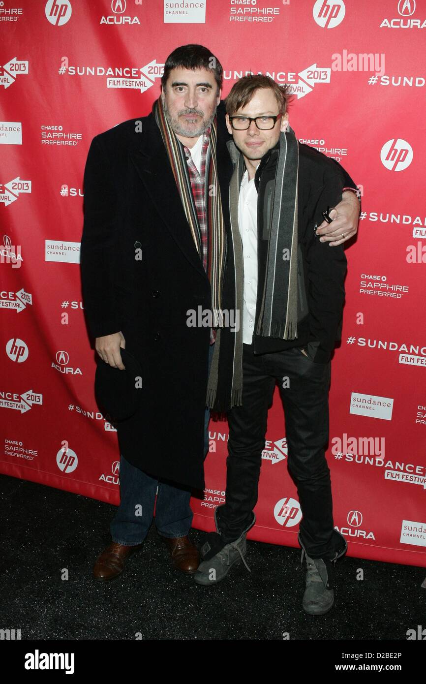 Alfred Molina, Jimmi Simpson at arrivals for EMANUEL AND THE TRUTH ABOUT FISHES Premiere at 2013 Sundance Film Festival, Library Center Theatre, Park City, UT, USA. January 18, 2013. Photo By: James Atoa/Everett Collection/Alamy live news. Stock Photo