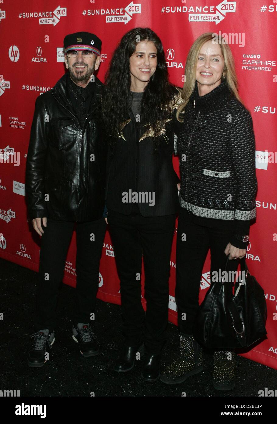 Ringo Starr, Francesca Gregorini, Barbara Bach at arrivals for EMANUEL AND THE TRUTH ABOUT FISHES Premiere at 2013 Sundance Film Festival, Library Center Theatre, Park City, UT, USA. January 18, 2013. Photo By: James Atoa/Everett Collection/Alamy live news. Stock Photo