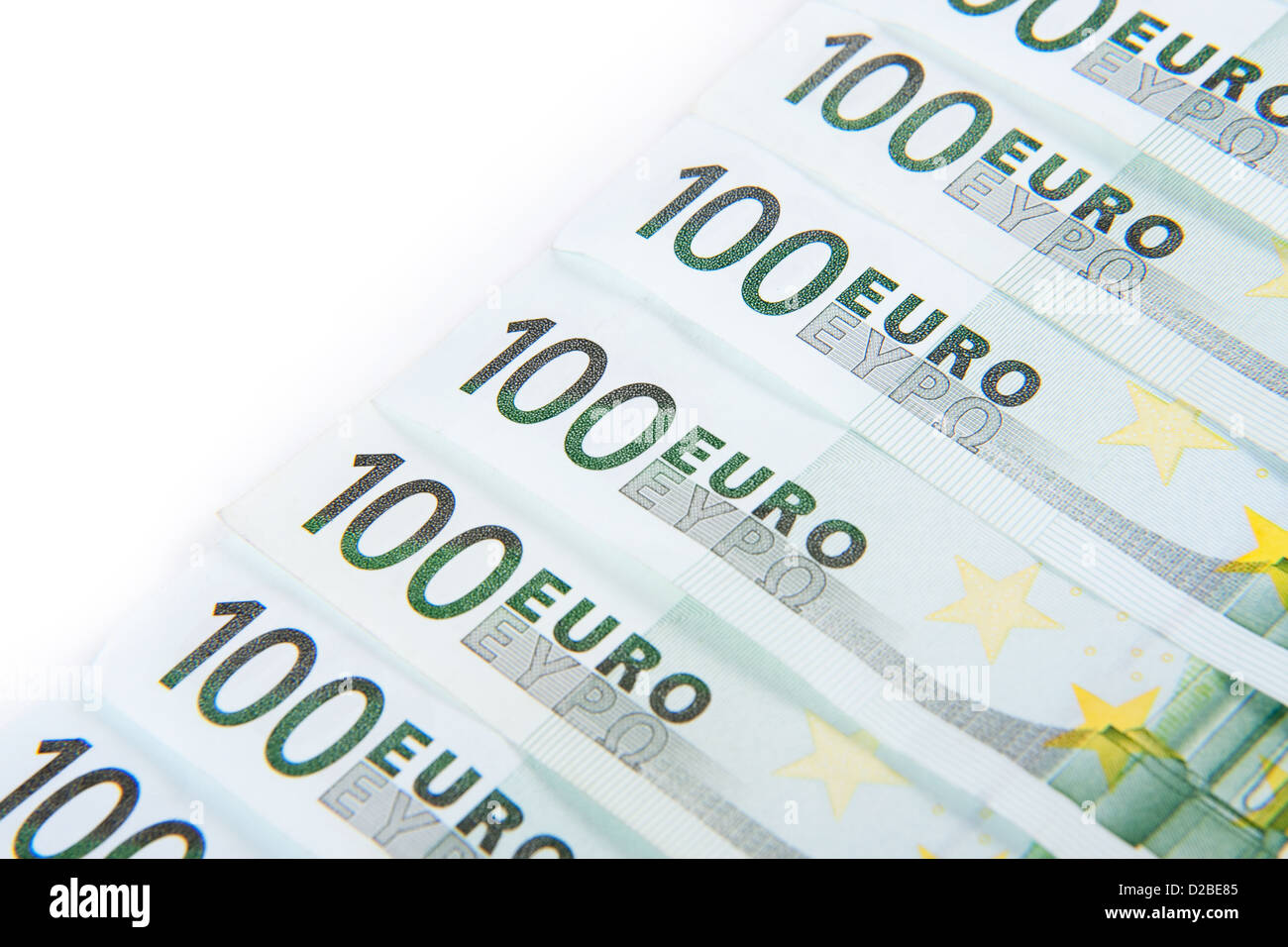 Hundred euro banknotes isolated on white background Stock Photo - Alamy