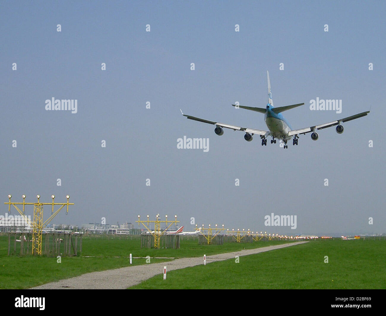 KLM Boeing 747 landing on Schiphol Stock Photo