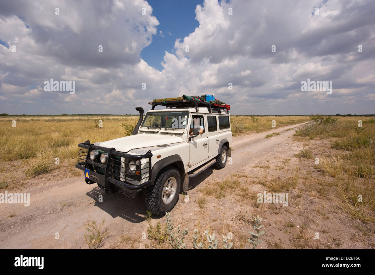 Landrover on safari in Botswana Stock Photo