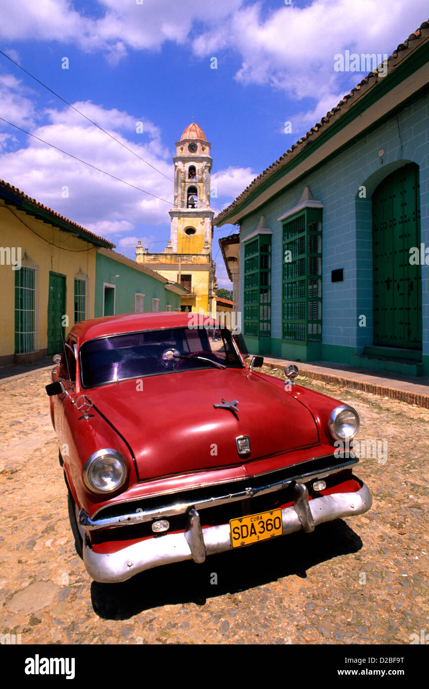 Cuba, Trinidad. Classic Car Stock Photo