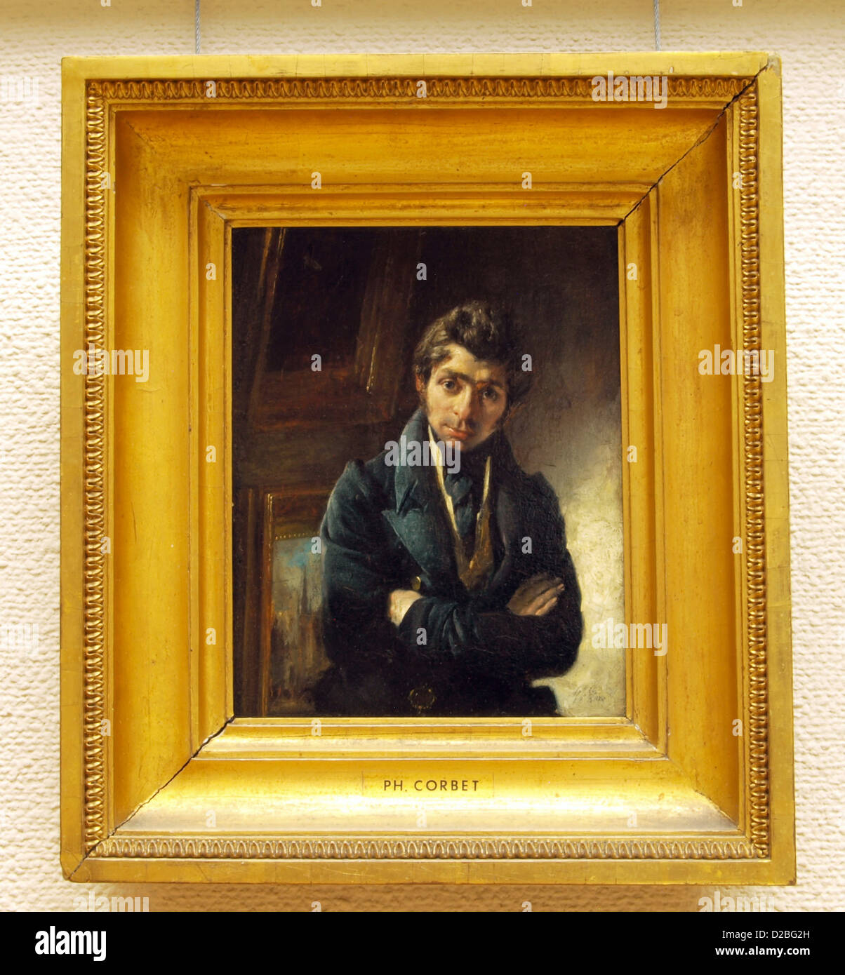Philip Corbet, Mansportret, 1830, Olieverf op paneel Stock Photo