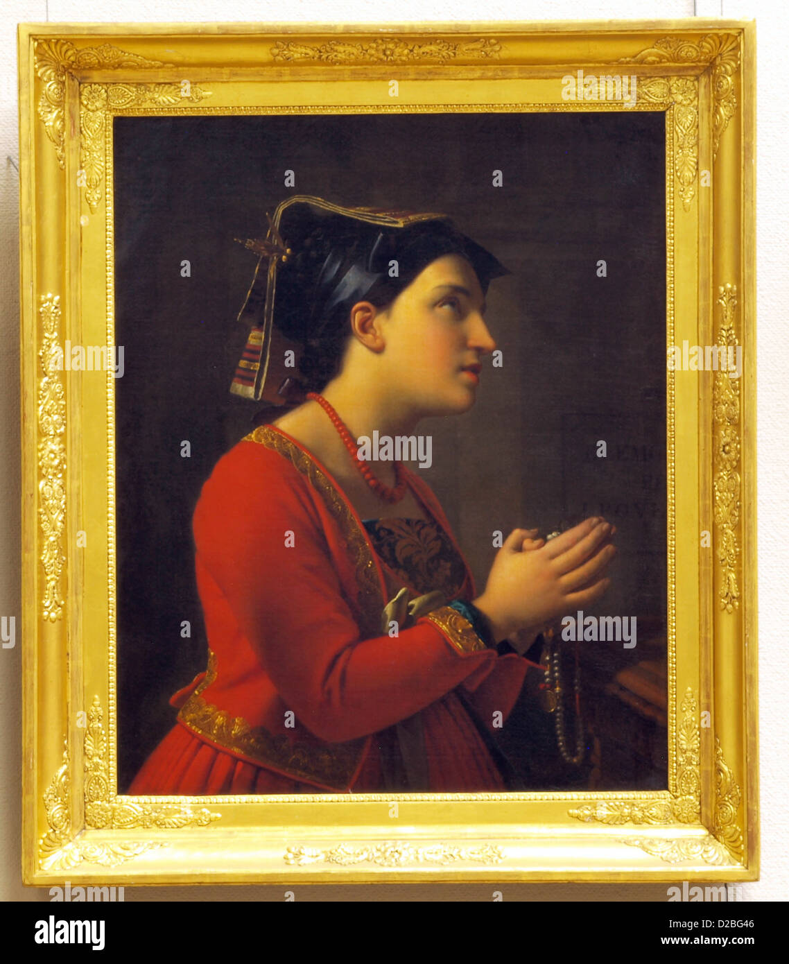 Calisch Moritz (1819-1870), Italian Young woman in prayer, 1850, Oil on canvas Stock Photo