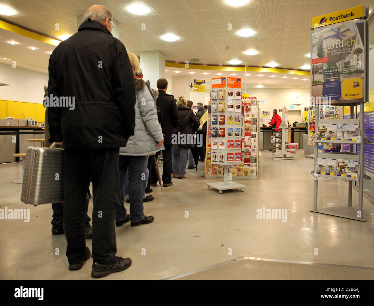 Berlin, Germany, queue at a branch of Postbank Stock Photo