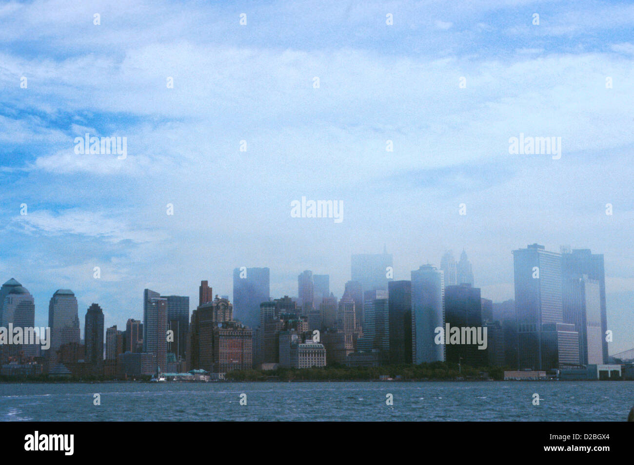 New York City, 9/11/2001. Manhattan Skyline Following World Trade Center Attack. Stock Photo