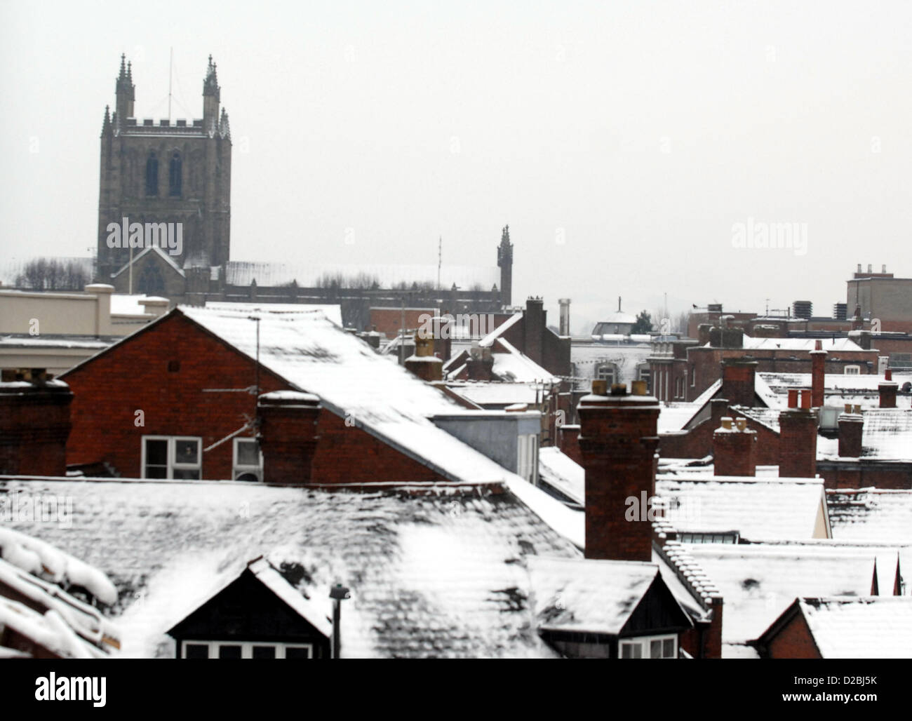 Herefordshire, UK. 19th January 2013. Hereford Cathedral looking over