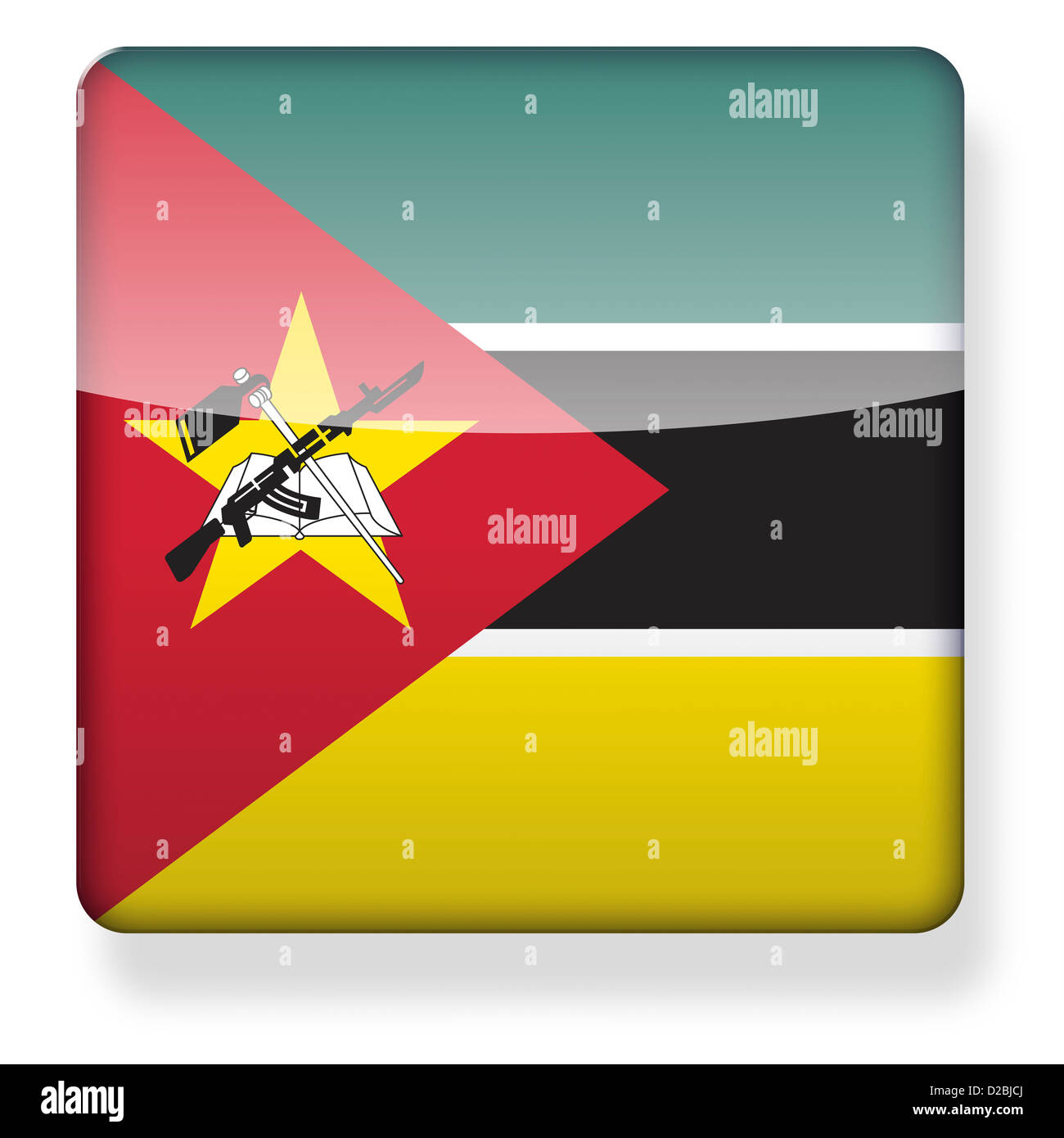 Mozambique flag as an app icon. Clipping path included. Stock Photo