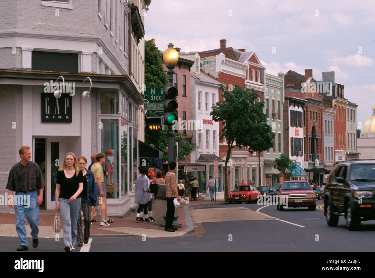 Washington, Dc, Storefronts On Wisconsin Avenue Stock Photo