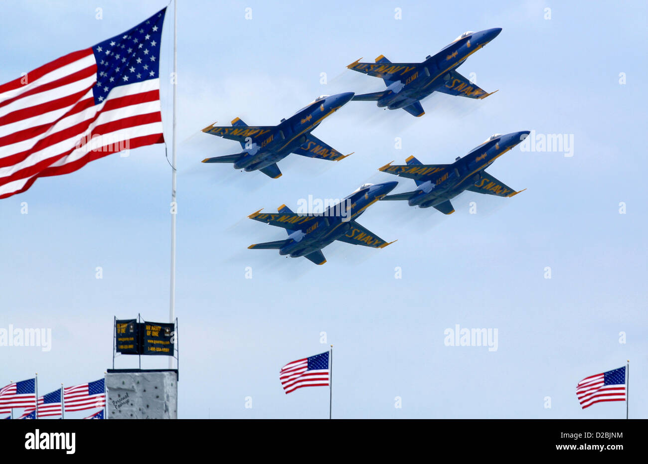 U.S. Navy Blue Angels Fa 18S Flying In Formation Stock Photo