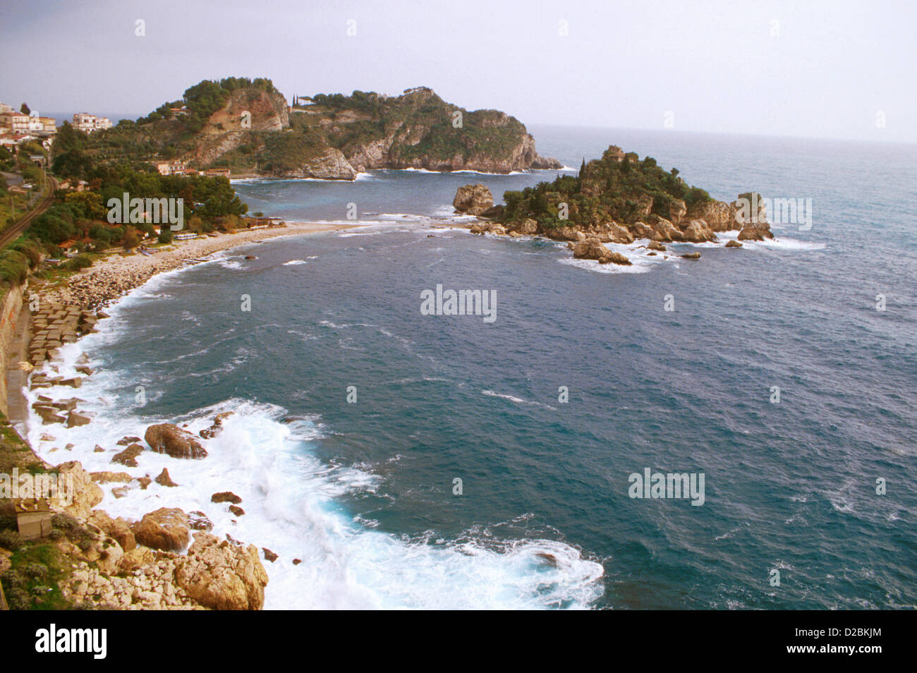 Italy, Sicily, Taormina. Isola Bella. Shoreline. Stock Photo