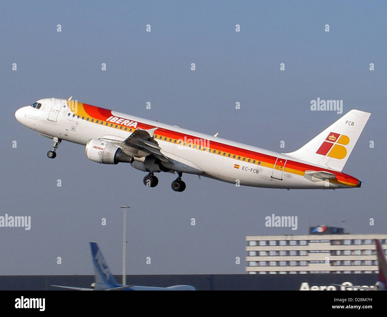 Iberia EC-FCB take off from Schiphol Airport Stock Photo