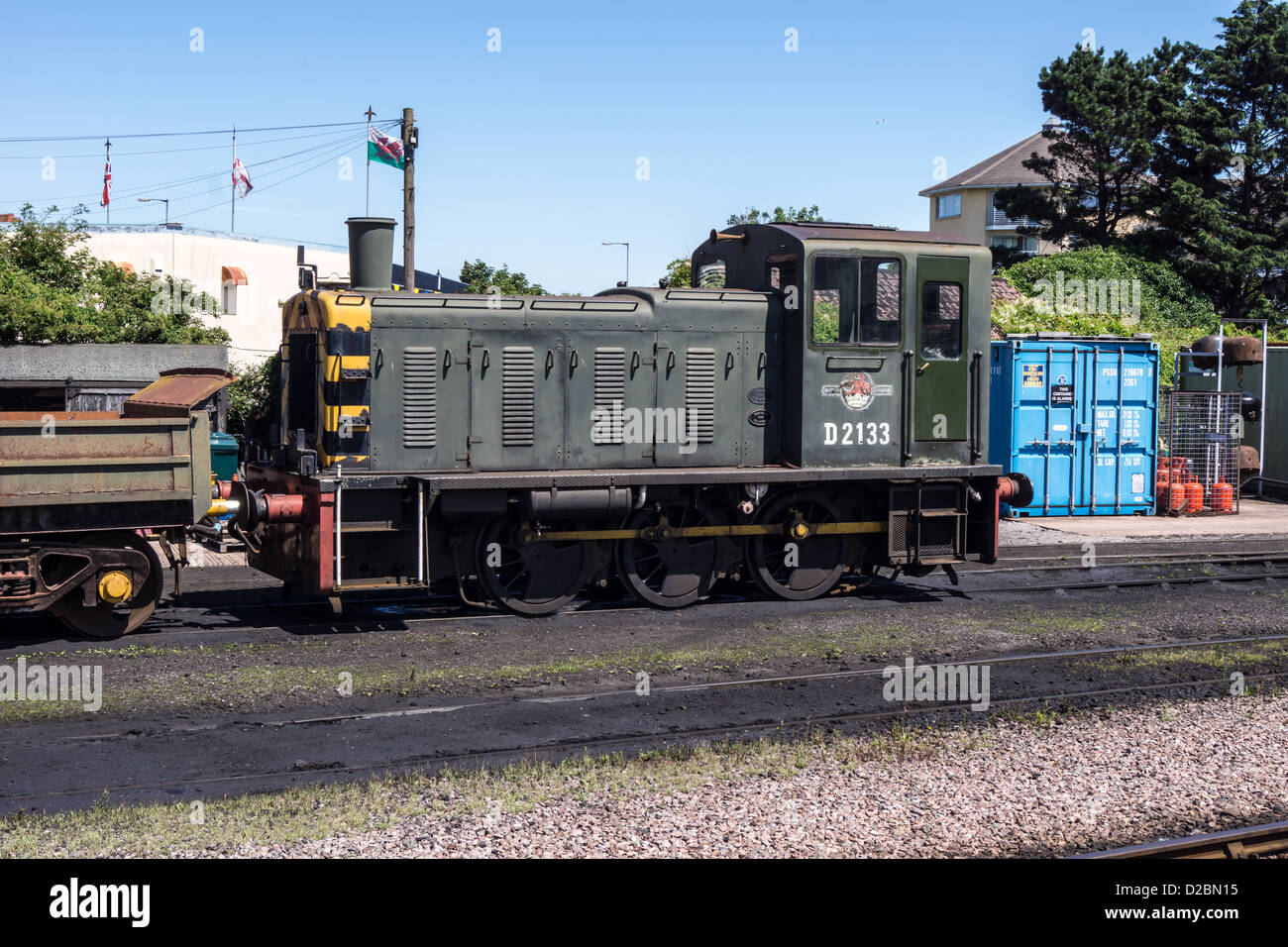 Class 03 D2133 diesel shunter in sidings at Minehead Station Stock Photo