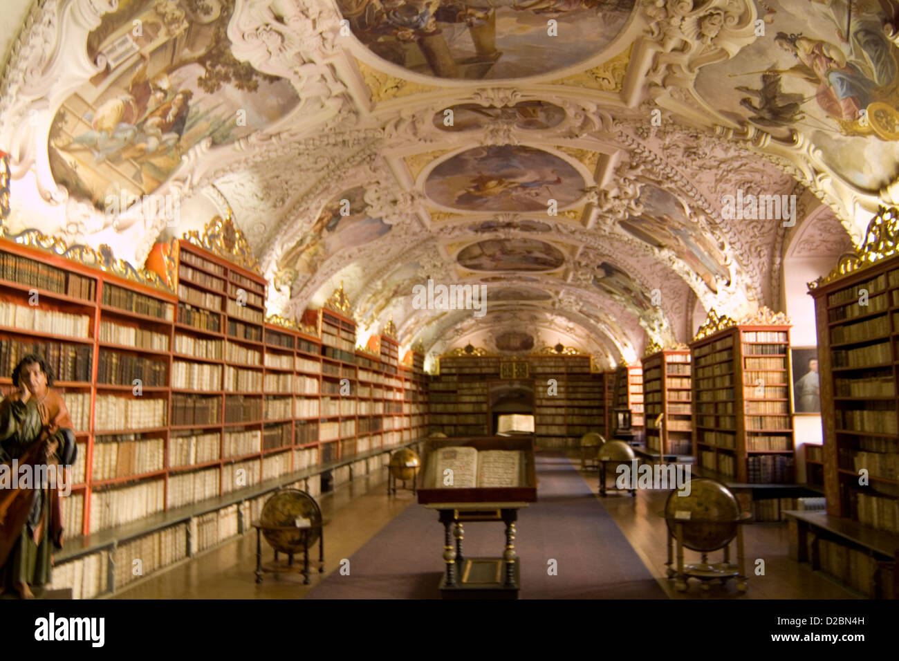 Historic Strahov Library With Rare Historical Books In Prague Czech