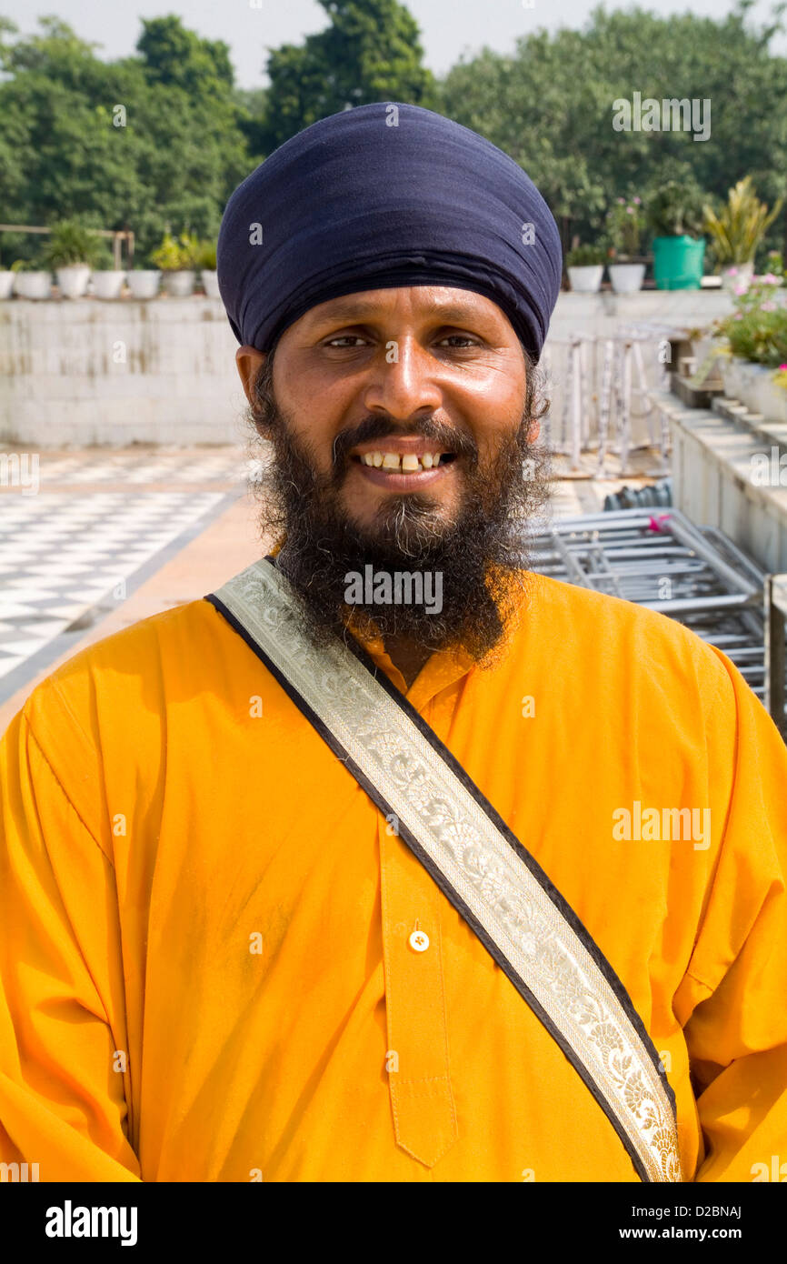 Portrait Of Sika Hindu Religious Man In Bangla Shib Gurudwara Sika Great Temple In New Delhi India Stock Photo