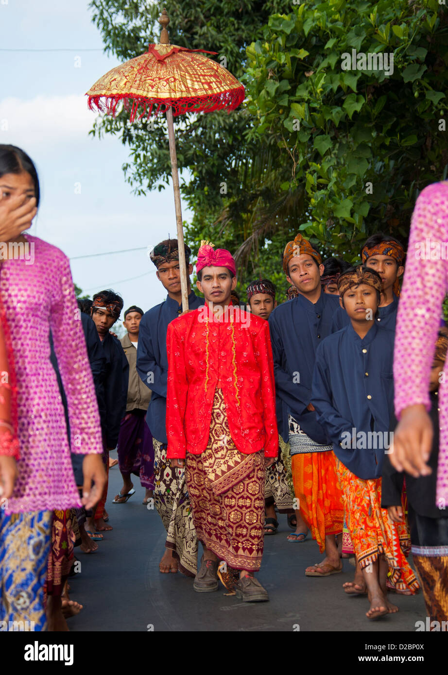 Groom During His Wedding Parade, Mataram, Lombok Island, Indonesia Stock Photo