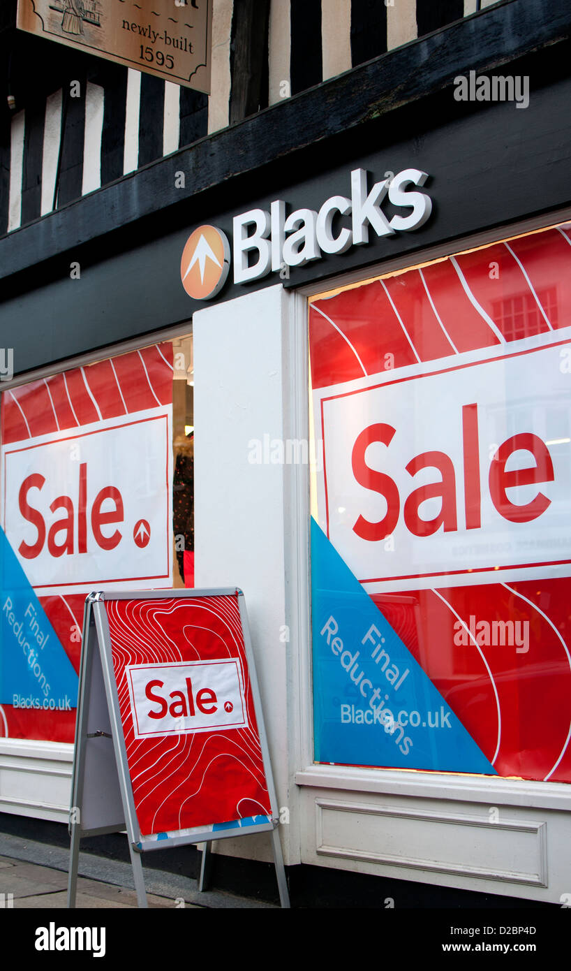 Blacks store with sale signs Stock Photo