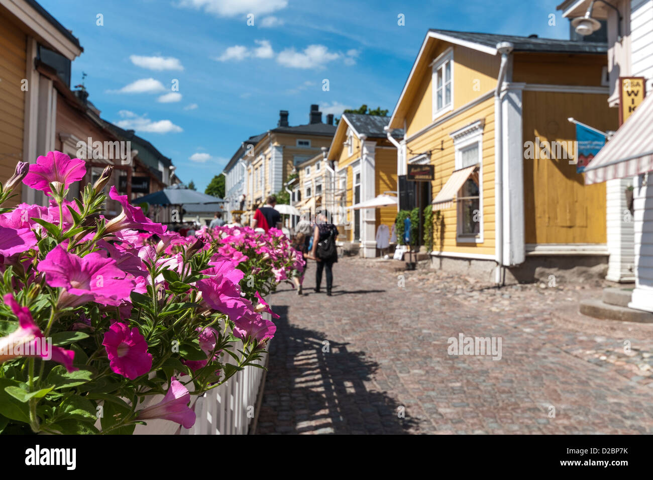 Traditional wooden houses in Old Porvoo in Finland Stock Photo