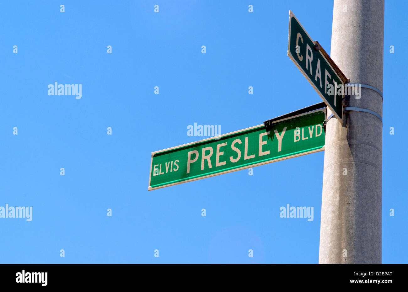 Elvis Presley Boulevard Street Sign At Graceland, Memphis, Tennessee. Stock Photo