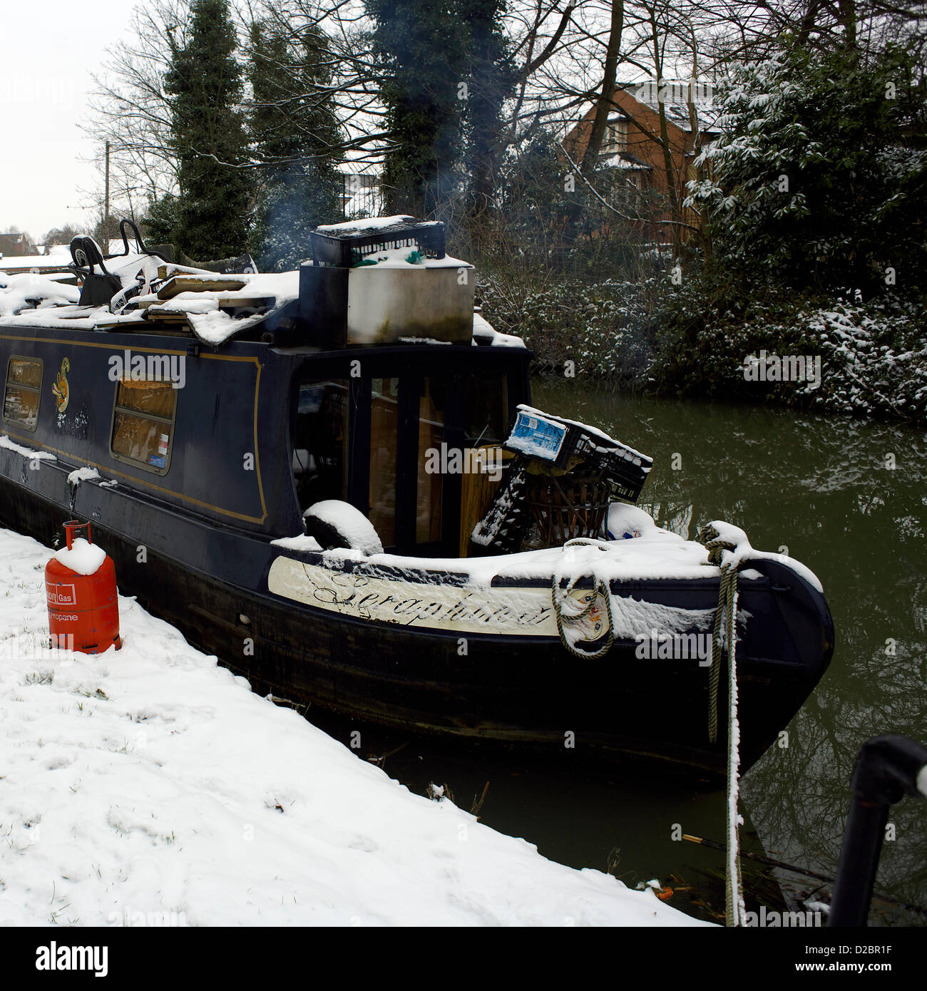 19th January 2013, Snow on the South Oxford Canal, Oxford, UK. Stock Photo