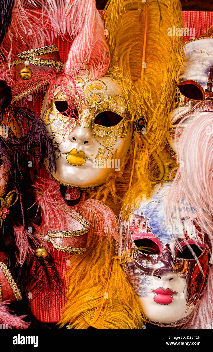 Carnival Party Masks For Sale In Venice, Italy Stock Photo
