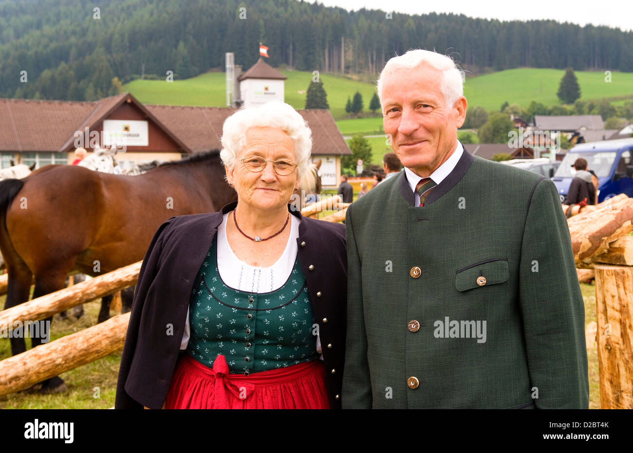 Traditional Austrian Couple In Tamsweg, Austria Stock Photo