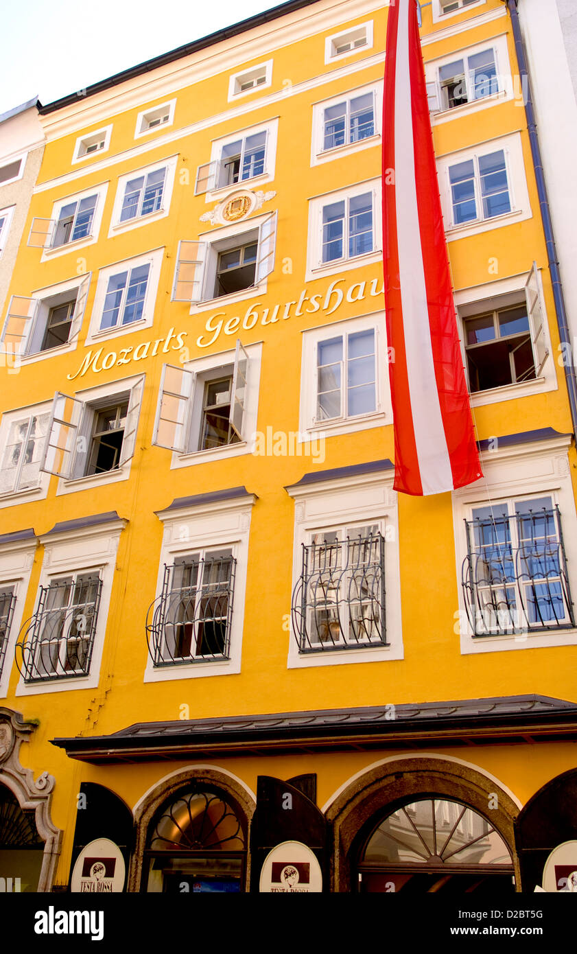 Mozart original home in downtown salzburg austria hires stock
