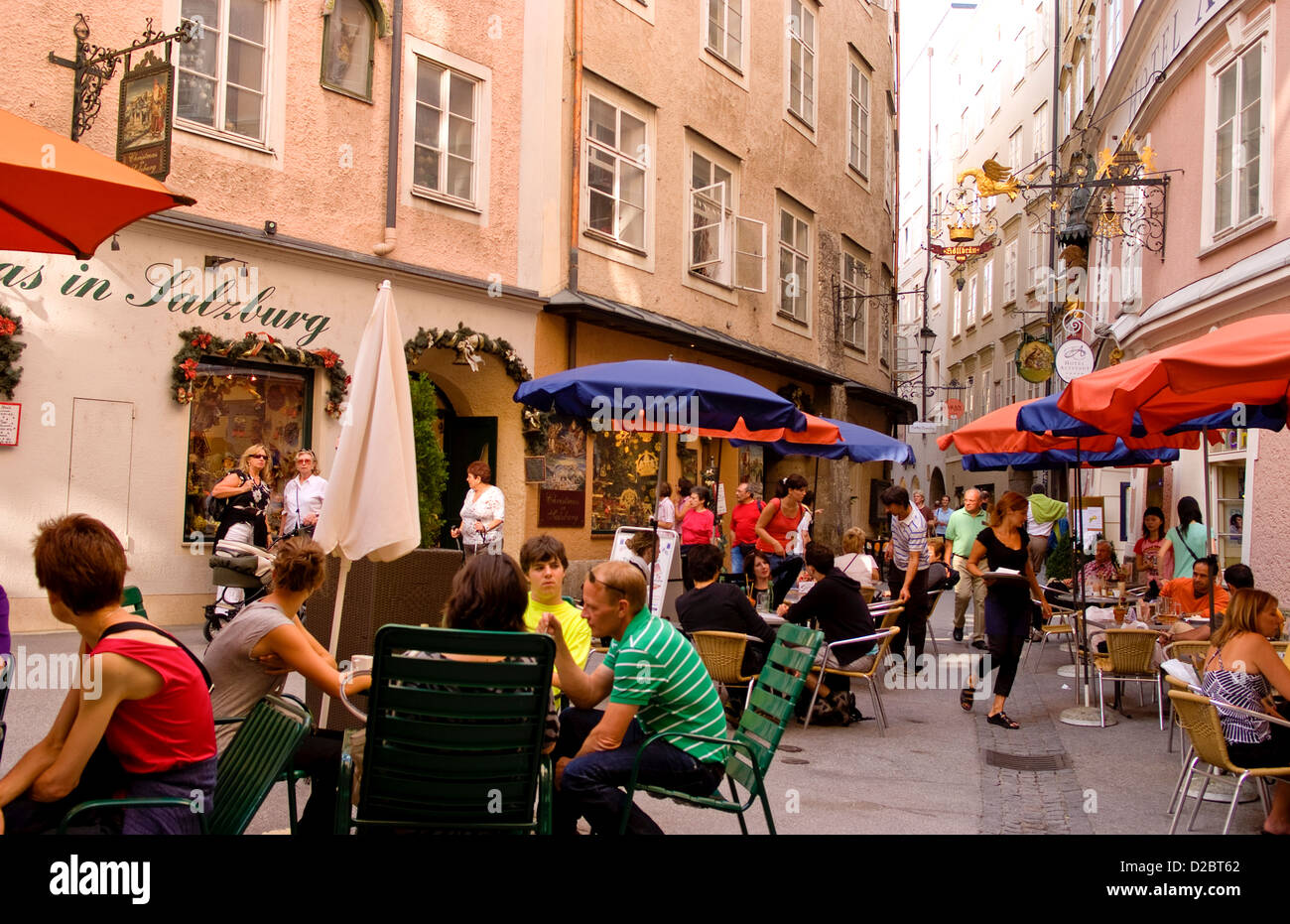 Cafe Restaurant In Downtown Salzburg, Austria Stock Photo - Alamy