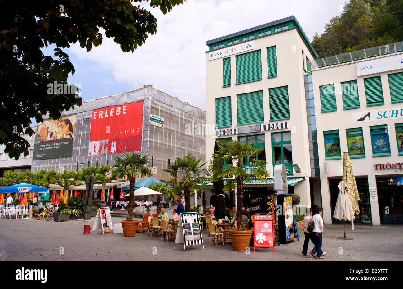 Relaxing Cafe In Vaduz In Liechtenstein Stock Photo