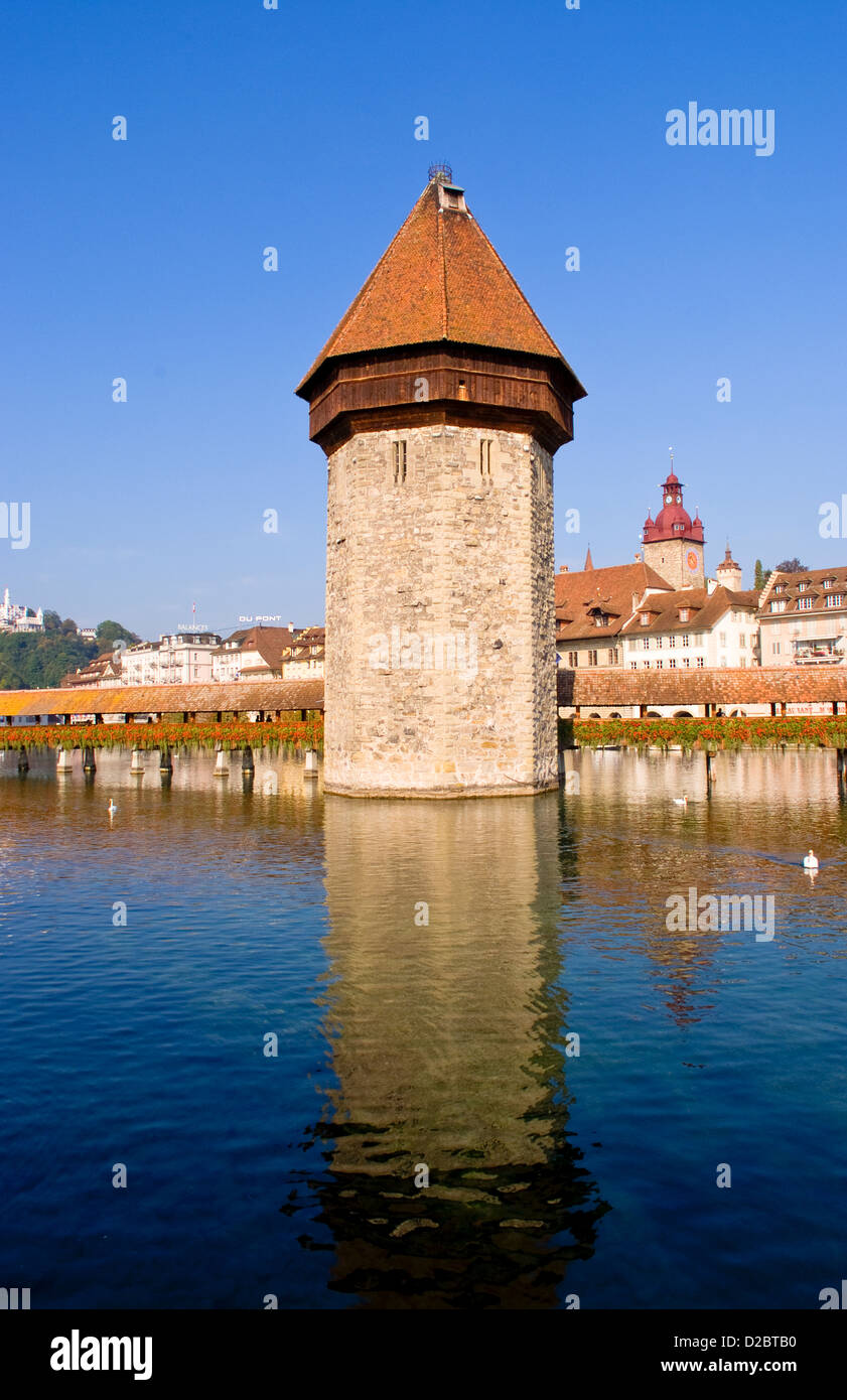 Kapelbrucke Bridge, Chapel Bridge, Lucerne, Switzerland. Stock Photo