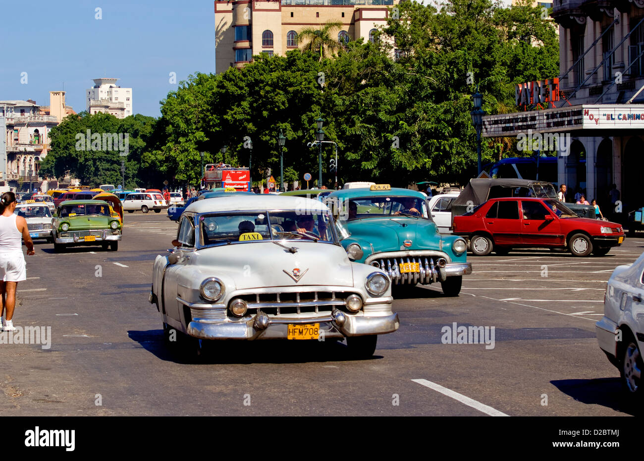 Old American Classic Cars In Central Havana, Cuba Stock Photo