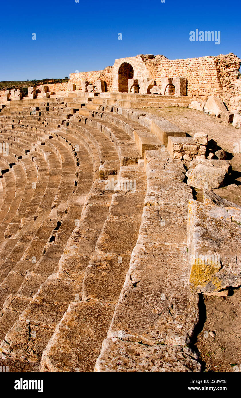 2Nd Century Roman Theater Ruins, Dougga, Tunisia Stock Photo