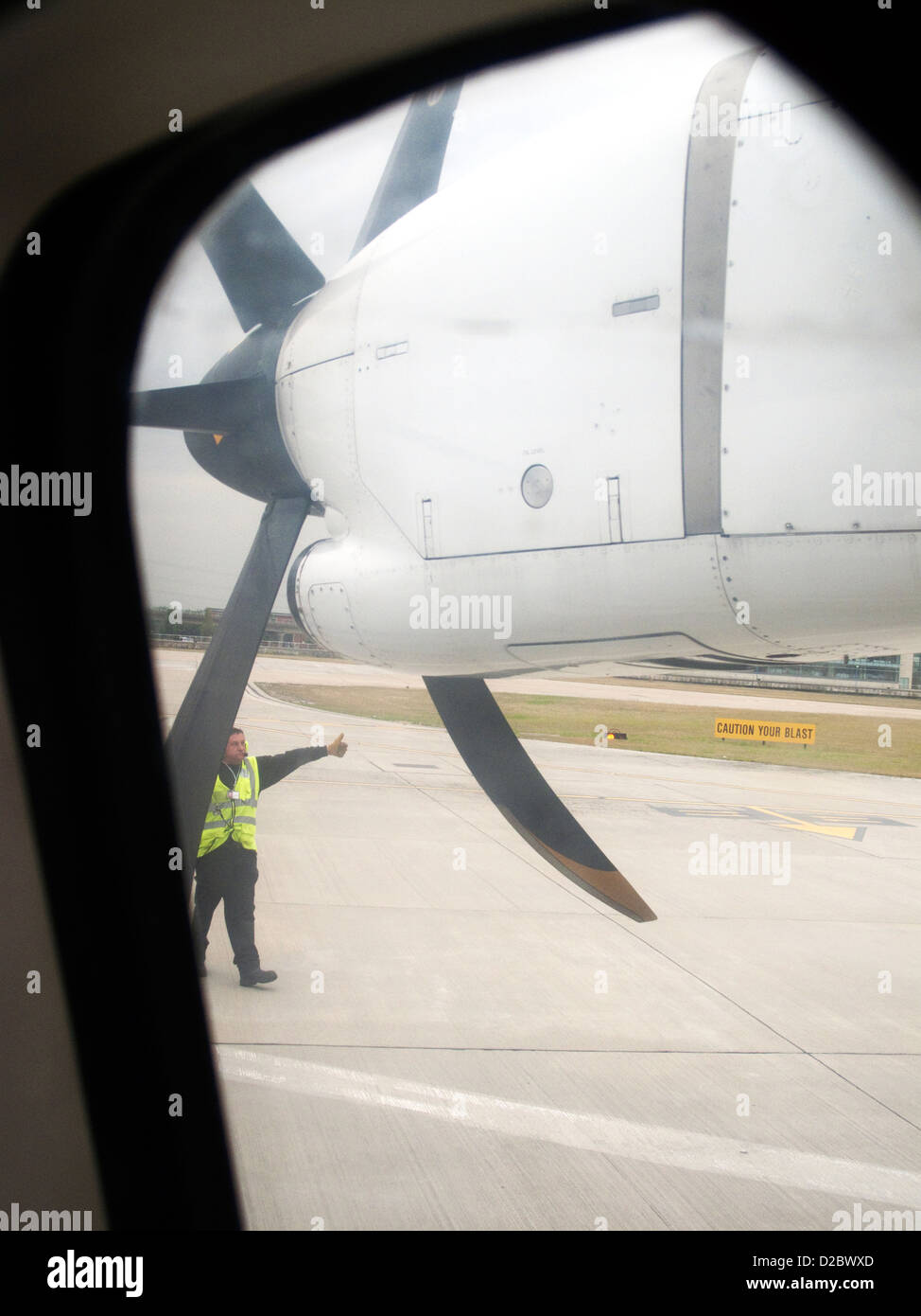 London, United Kingdom, propeller plane is admitted to the London City Airport Stock Photo