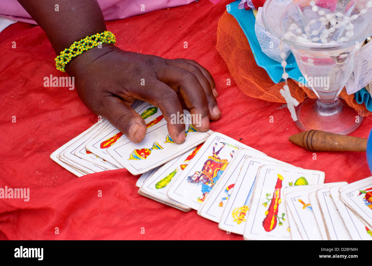 Tarot Card Reading, Santeria Religion, Havana, Cuba Stock Photo