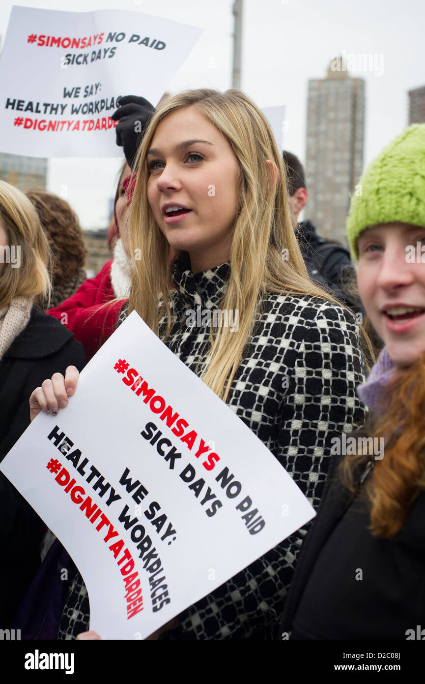 Retail workers protest just-in-timing of the workforce Stock Photo