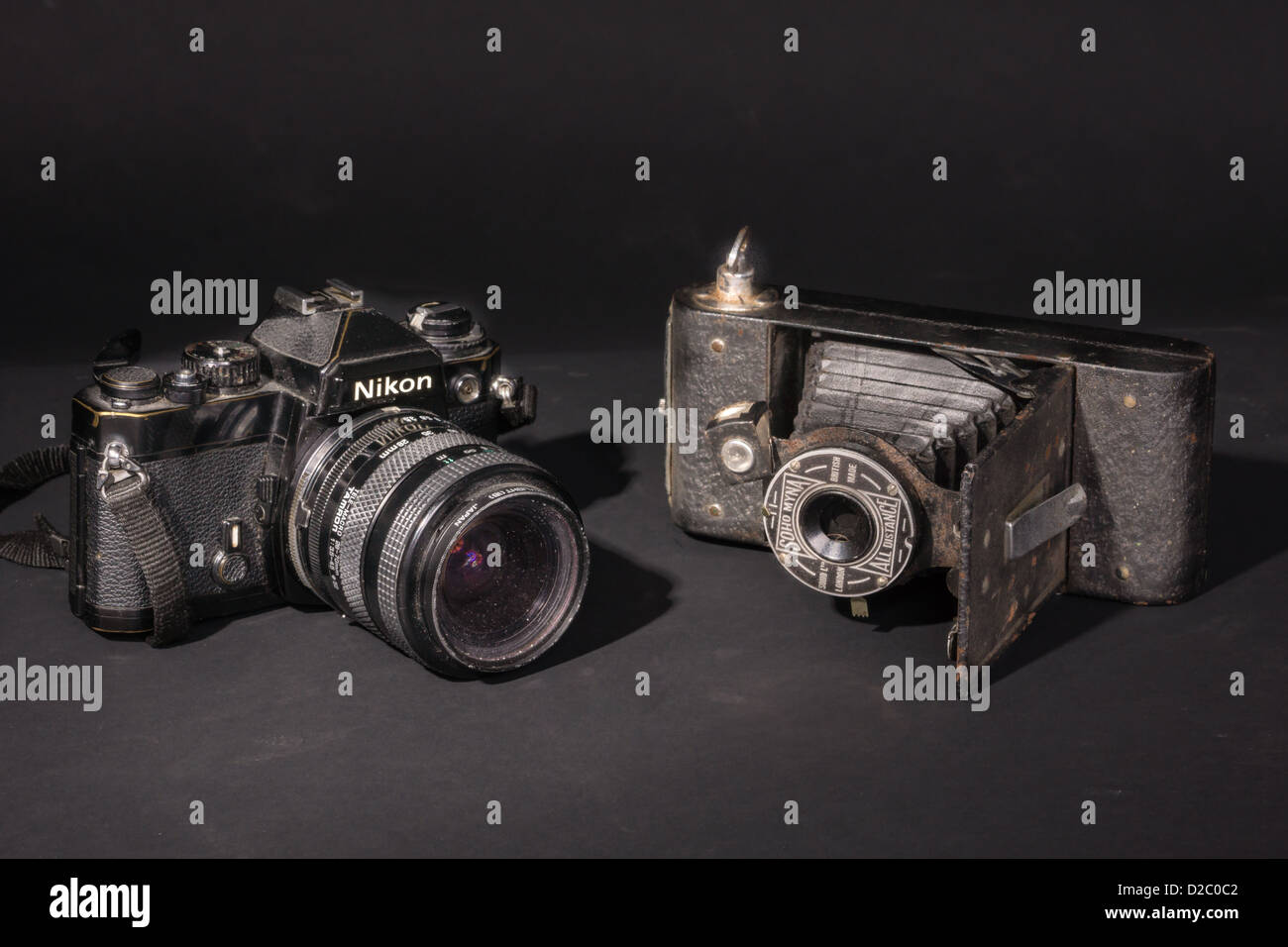 Studio lighting of old cameras of different generations Stock Photo - Alamy