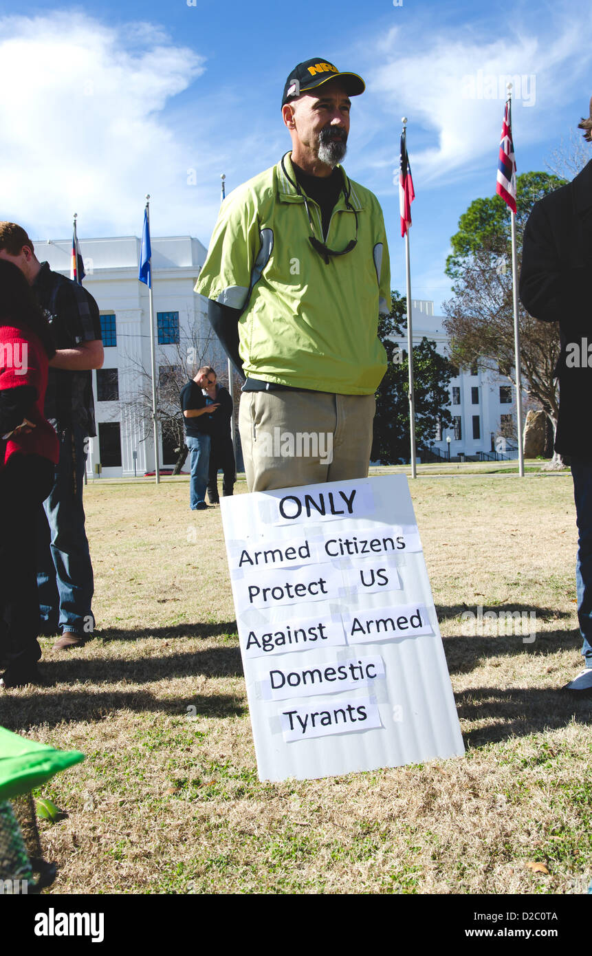 Supporters at Guns Across America rally at state capital in Montgomery, Alabama, United States