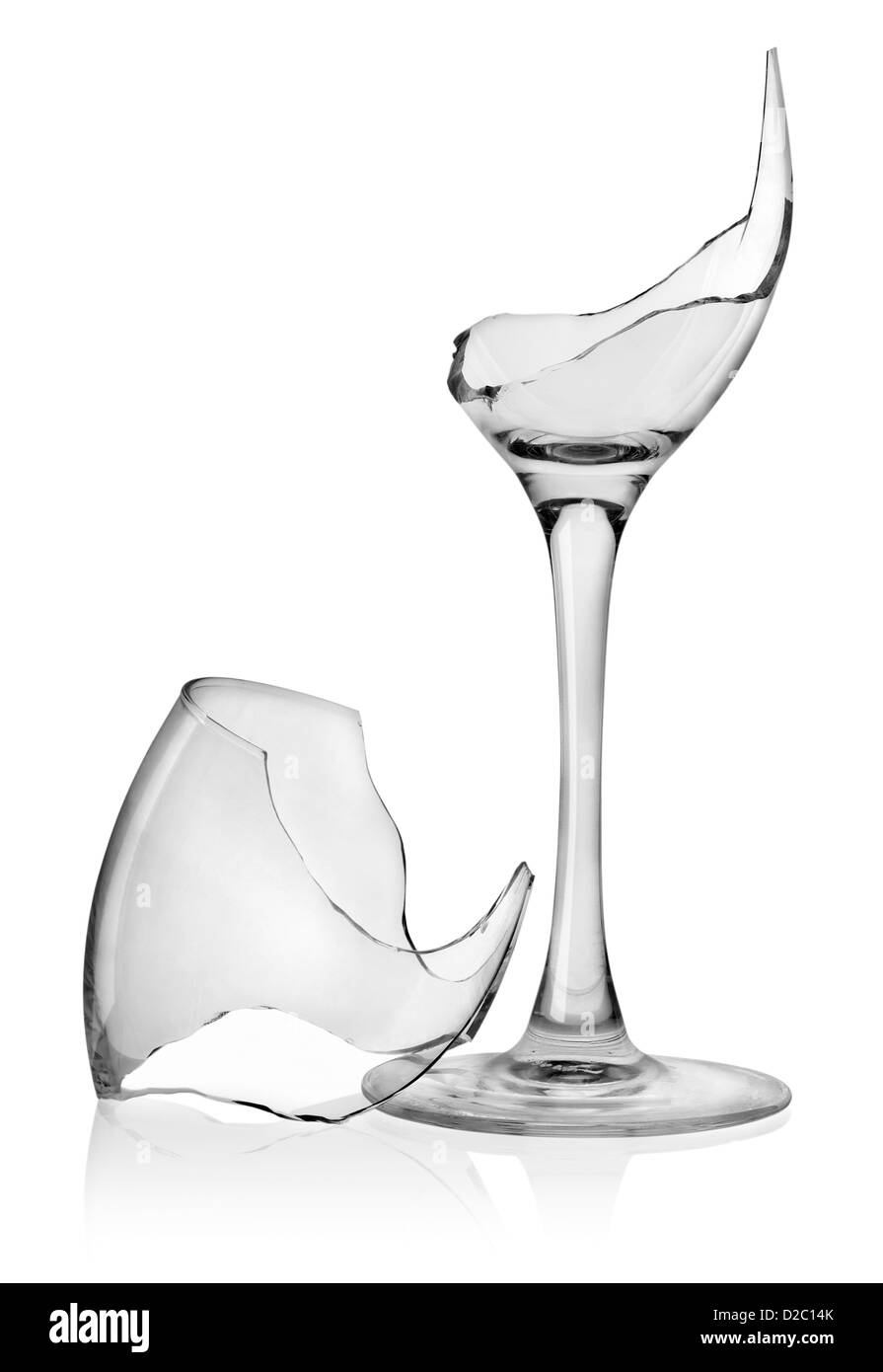 Broken wine glass isolated on a white background Stock Photo Alamy